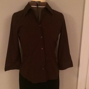 Brown blouse button up by apt 9